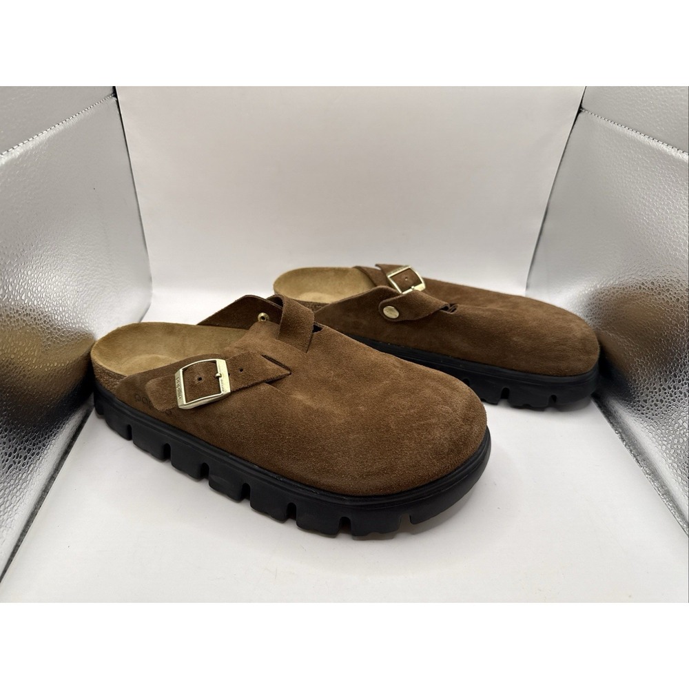 Birkenstock Papillio Women Boston Chunky Clogs Dark Tea Brown Suede EU 40 US 9
